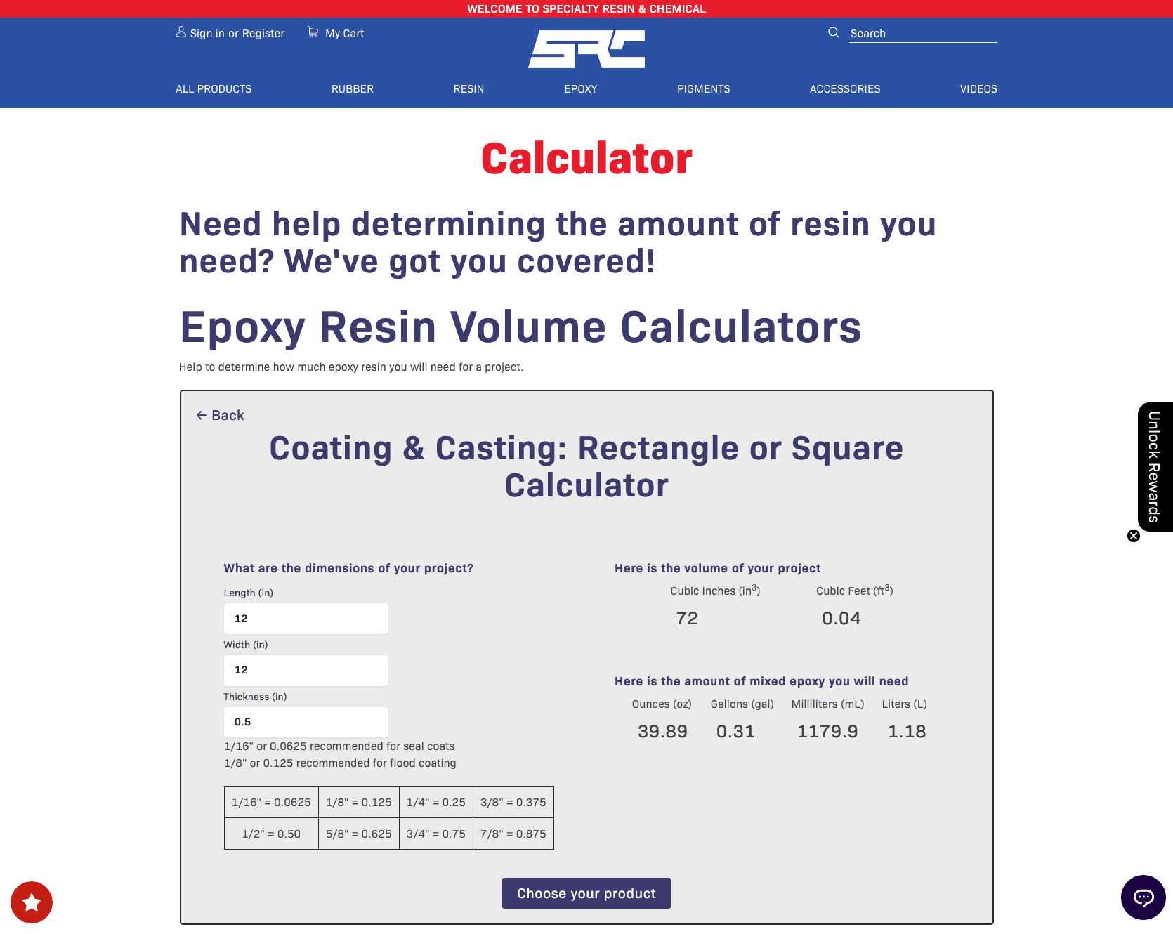 Specialty Resin Theme Redesign specialty resin calculator