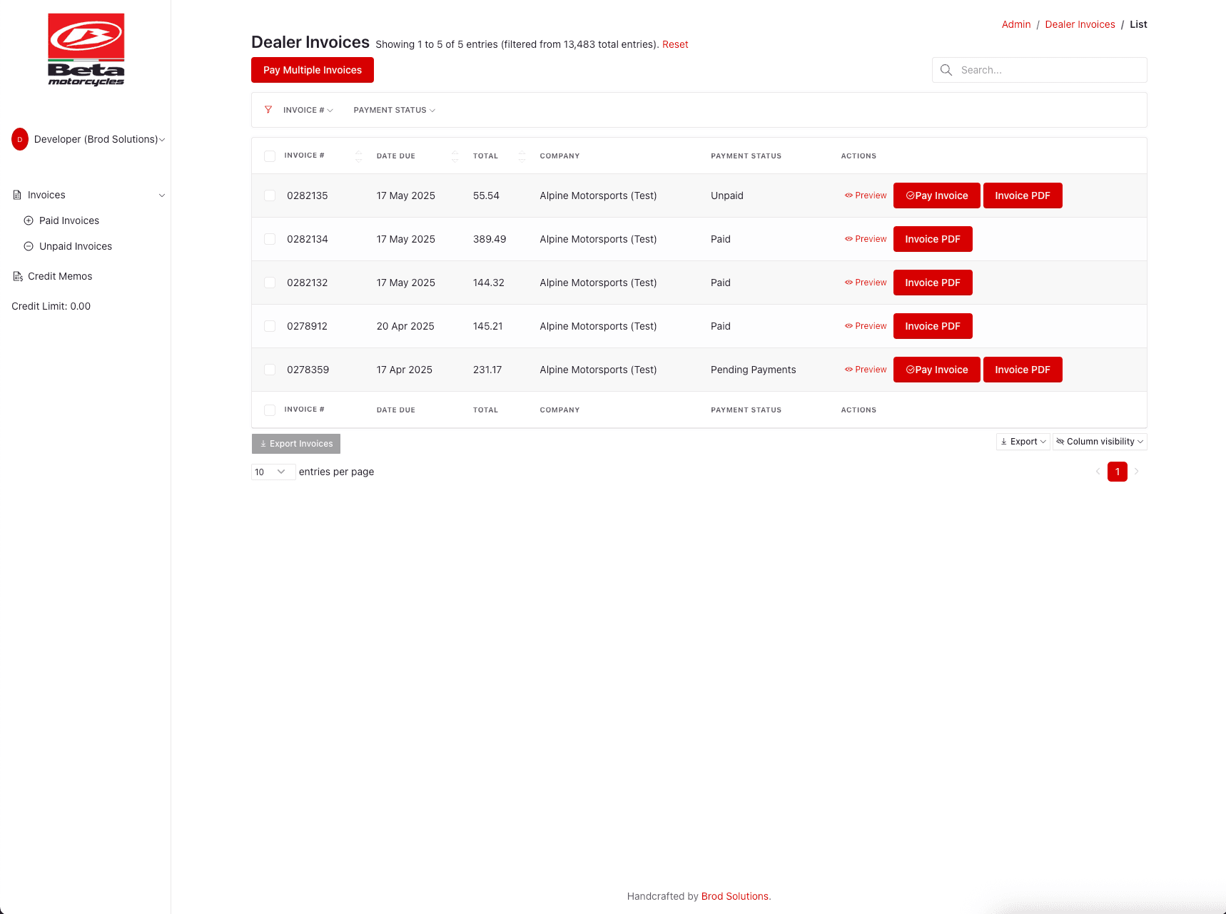 Beta Dealer Invoice Portal — image 3