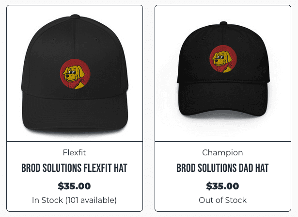 BigCommerce Product Card with Variant Inventory Stock